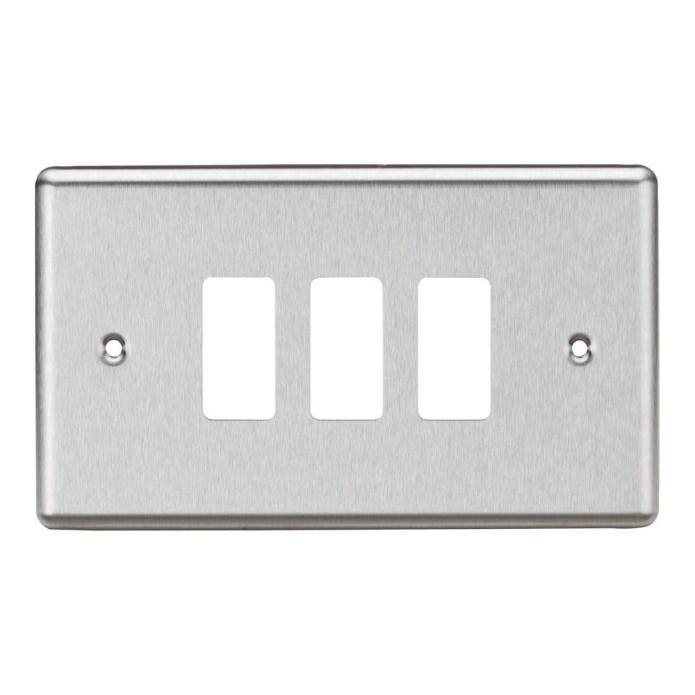 Knightsbridge Silver 3G Grid Faceplate - Rounded Edge Brushed Chrome