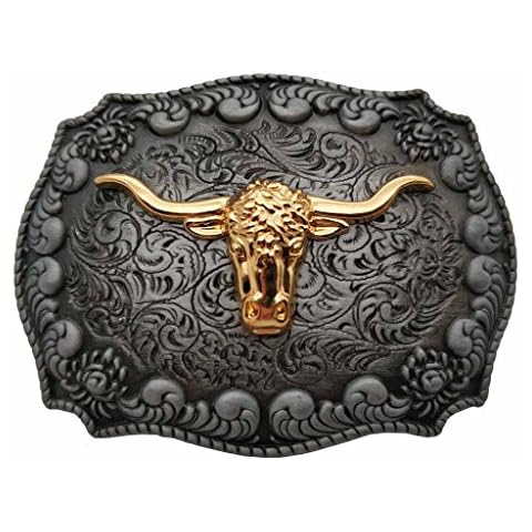 Xwest Golden Longhorn Bull Western Belt Buckle Cover