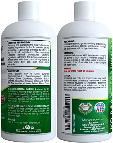 Oatmeal Dog Shampoo And Conditioner - For Dogs With Allergies And Dry Itchy Sensitive Skin. Best Hypoallergenic Medicated Tear Free Anti Itch For Puppy - With Aloe Cucumber Essence And Melon Extract #TOP6