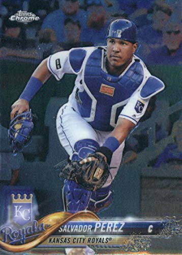 2018 Topps Chrome 107 Salvador Perez Kansas City Royals Baseball Card - GOTBASEBALLCARDS