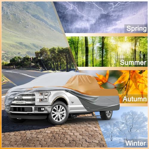 Image of Multilayers Truck Cover Waterproof All Weather, Heavy Duty Outdoor Pickup Car Cover, Rain Snow Sun Uv Protection, Fit Ford F150, Chevy Silverado, Dodge Ram 1500 etc, XXL-250 x 79 x 71 inch