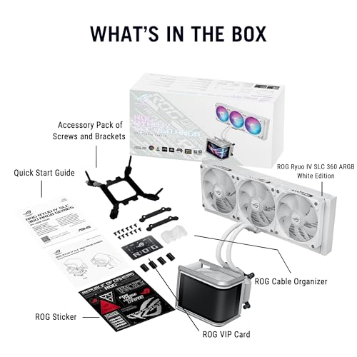 Image of ASUS ROG RYUO IV SLC 360 ARGB White Edition All-in-one CPU Liquid Cooler, Shortened tubing for Clean Aesthetic, Movable Curved 6.67-inch Display, 6 Year Warranty