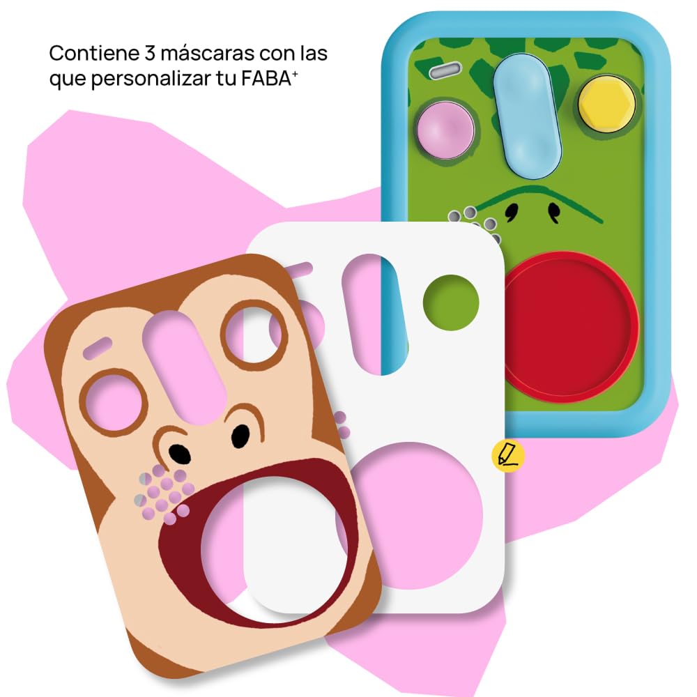 FABA Bundle Cuentacuentos Interactivo para niños y niñas de 0 a 10 años, Personaje Sonoro Faba•Me, Luz de Noche, Juego Educativo, versión en español + Funda Protectora Patapum, Azul, Silicona
