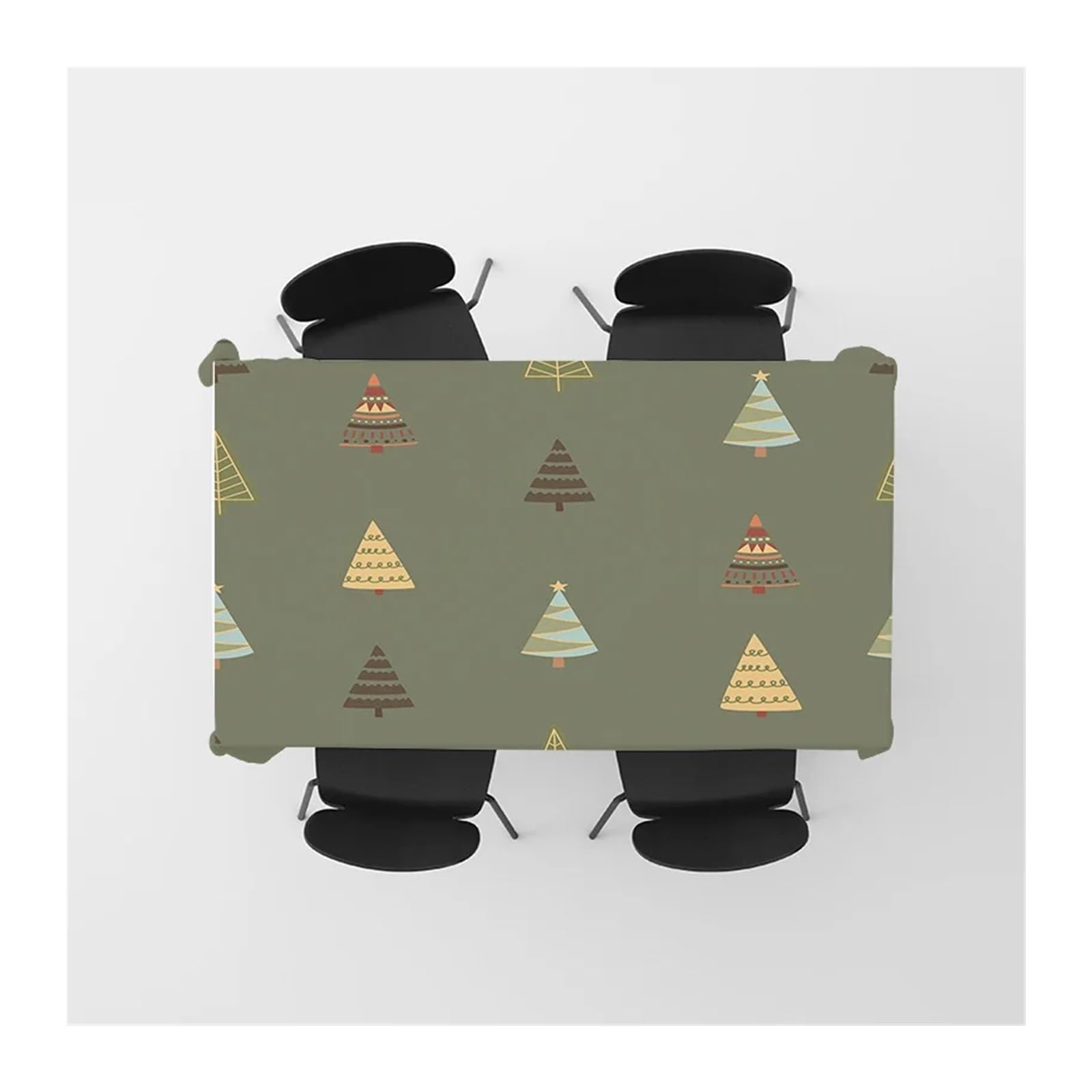 Mantel de Navidad Rustic Green Tablecloth with Tribal Patterns Perfect For Your Dining Room Decor(140X180CM)