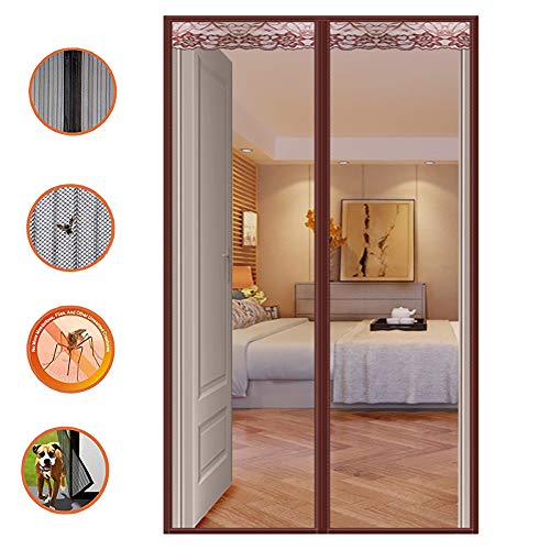 Preisvergleich Produktbild HANING Magnet Fliegengitter Tür Balkontür Insektenschutz, Magnetischer Fliegenvorhang Moskitonetz, Automatisch Verschließen, Für Wohnzimmer, Terrassentür,Brown,150x250cm(59x98inch)