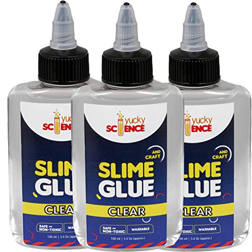 Yucky Science Slime and Craft Clear Glue (Pack of 3, 100 ml/3.4 oz Each Bottle). Age 3 Years and Above