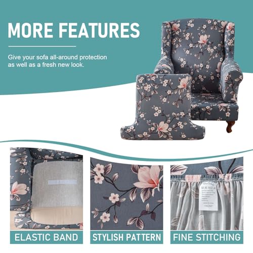 Housse fauteuil à oreilles extensible et lavable en machine lot de 2