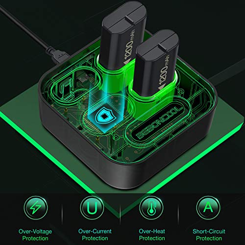 Battery Pack for Xbox One, BEBONCOOL Rechargeable Battery for Xbox One/One S/One X/One Elite Controller, Controller Charger for Xbox One with 4 Pack Batteries Accessories for Xbox One - Thumbnail 4