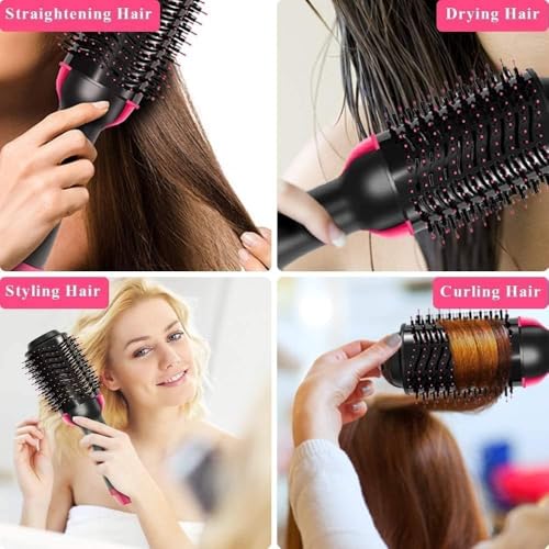 Image of Professional 1000W One Step Hair Dryer Brush and Volumizer 3-in-1 Hot Air Styler Ion Generator Hair Straightener Curler Comb Ceramic Tourmaline Blow Dryer for All Hair Types Frizz-Free Salon Results