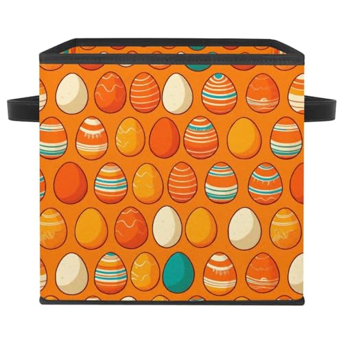 Grand bac de rangement cube pliable orange résistant avec poignée cuir - 2