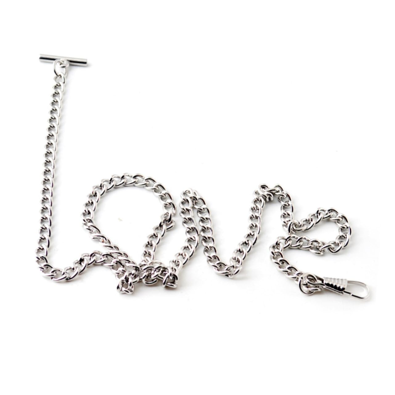 COLLBATH Denim T-Shape Chain Metal Pocket Watch Chain Silver Tone Belt Fob Watch Holder Decorative Accessory