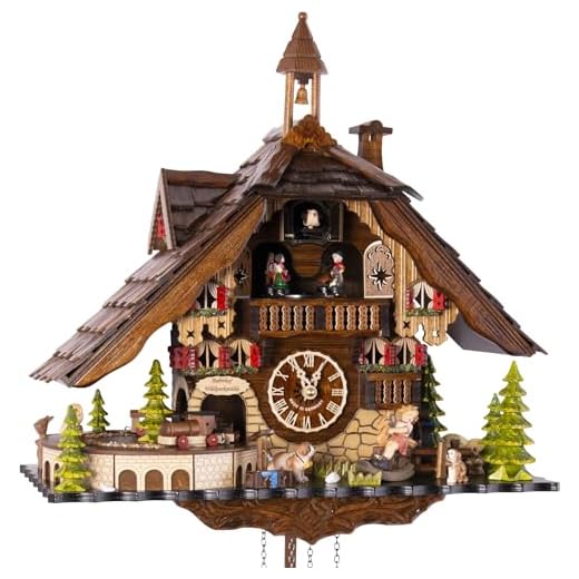 Cuckoo Clock Deer Park Mill Station Chalet-Style 33cm Quartz-Movement