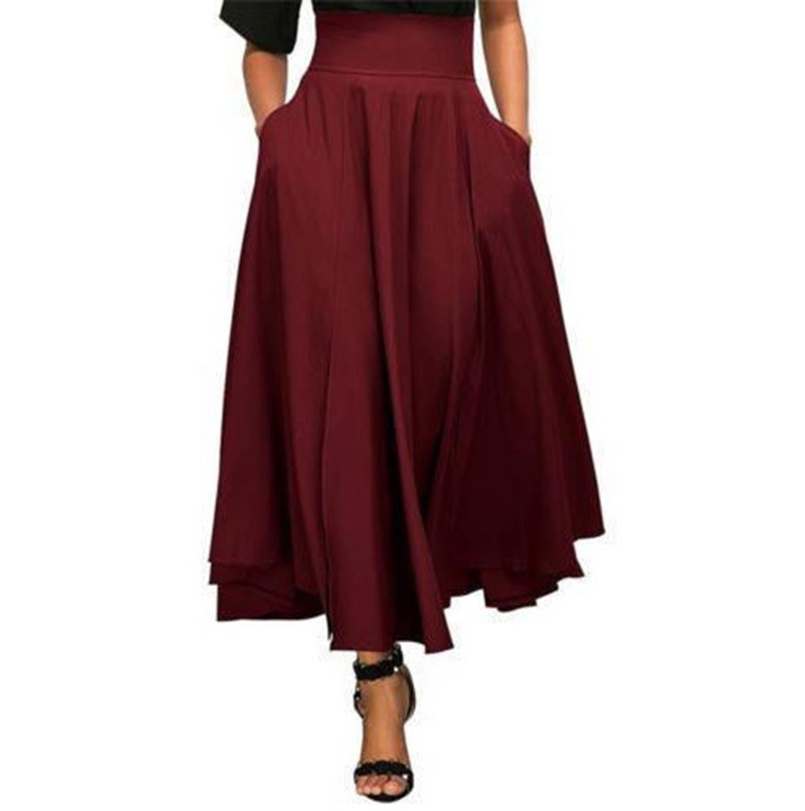 Robe longue automne minceur avec ceinture à nouer bordeaux XL