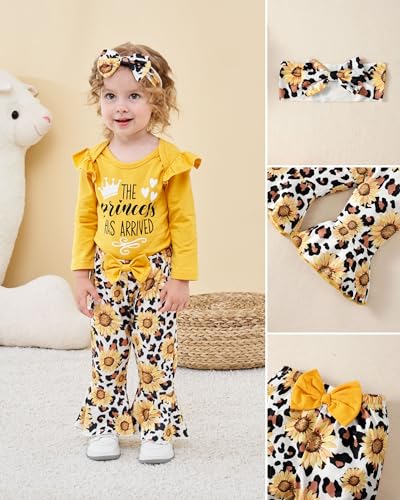Newborn Baby Girl Clothes Infant Outfits Clothing Ruffle Romper Bell Bottoms Flared Pants Outfit Sets for Baby Girls3