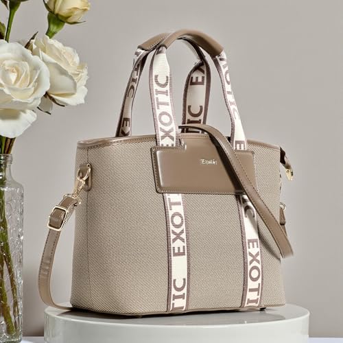 Image of EXOTIC Women's Canvas Handbag with Detachable Sling Strap | Stylish Tote for Work & Everyday Use