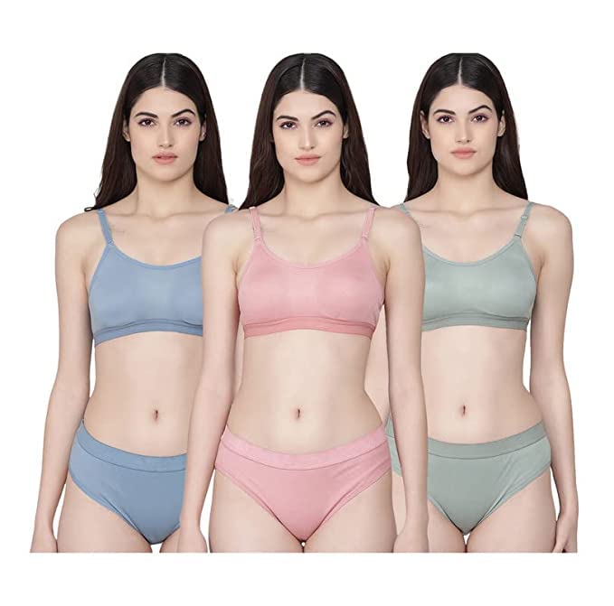 imsa moda Women Cotton Bra Panty Set for Women Lingerie Set Bra Panty Set for Women with Sexy Bra Panty Set for Women Innerwear Pack of 3 Sets-picture-35
