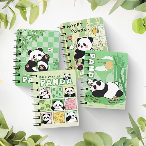 Carnet panda A7 lot de 4 petit bloc-notes spirale