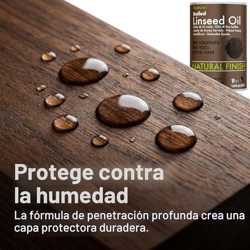 Miniatura 6 de Materialix Aceite De Linaza Hervido, Impregnación Natural Para Madera, Secado Rápido, Impermeable, 1l