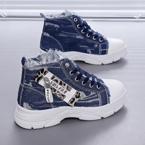 Women's Lightweight Platform High Top Canvas Sneakers Breathable Running Walking Shoes4