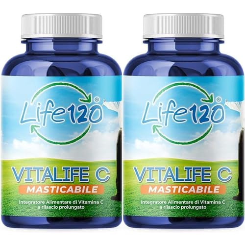 Life 120 - VITALIFE C Masticabile - 90 compresse - Integratore Alimentare di Vitamina C a rilascio prolungato - Confezione da 2