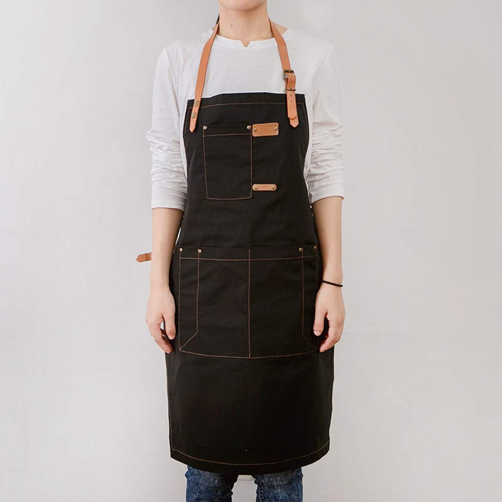 WDX- Delantal blanco floral simple moda blanco lona delantal barista pintura artesano trabajo seguridad (Talla : C)