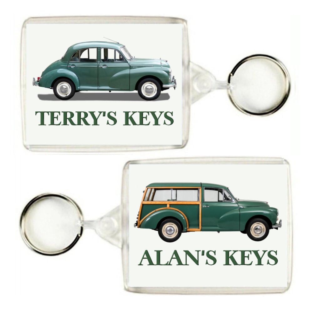 Personalised Classic Car Keyring/Bag Tag for MORRIS MINOR Enthusiasts (2 DESIGNS - SALOON or TRAVELLER)