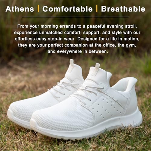 Image of Hands Free Slip On Shoes for Men Walking Casual Sneaker Arch Support Memory Foam Mesh Light Cushioning Fashion Breathable Stylish Black White Tan Grey