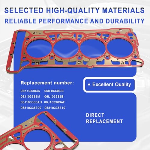 Image of 06K103383K Cylinder Head Seal Gasket Compatible with 2.0T Audi A1 A3 A4 A5 A6 A7 A8 Q2 Q3 Q5 Q7 TT VW Jetta Passat Golf Arteon Beetle Polo Tiguan Scirocco Porsche Seat Skoda