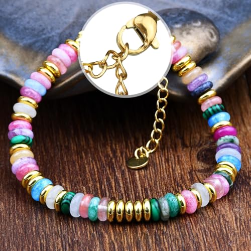 Handmade Bracelet with Colorful Natural Stones Trendy Beaded Handchain Unique Fashion Wrist Accessories4