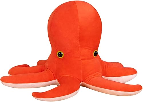 ELAINREN Almohada de peluche de pulpo rojo de dibujos animados para niños, suave pulpo marino, peluche de pulpo del Pacífico, animales del océano,