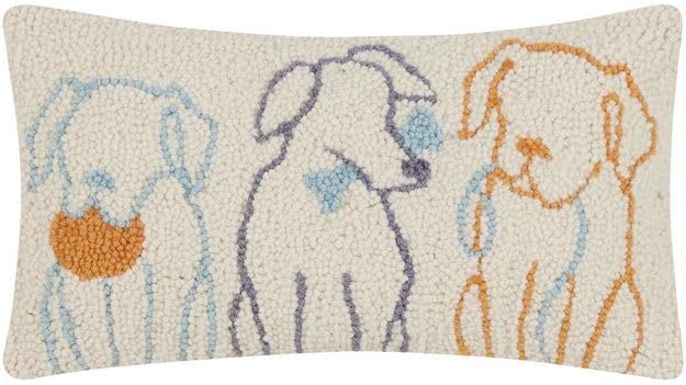 Peking Handicraft Dog Silhouettes Poly Filler Hook Pillow, 16-Inch, Multicolor