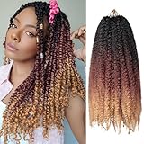 TUVOJALE Marley Twist Braiding Hair 14 inch Afro Kinky Curly Crochet Braids 8 Packs Cuban Twist Crochet Braids Synthetic Low Maintenance Skin-Friendly Marley Hair Extensions(1B/30/27, Packs of 8)