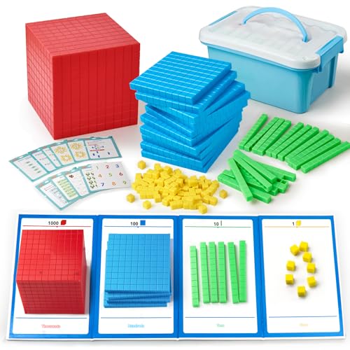 stochastic box Base Ten Blocks Plastic 143 pcs Math Manipulatives Kindergarten Counting Cubes for Kids Math,Place Value Blocks for Early Counting Math Toy for 1st Grade