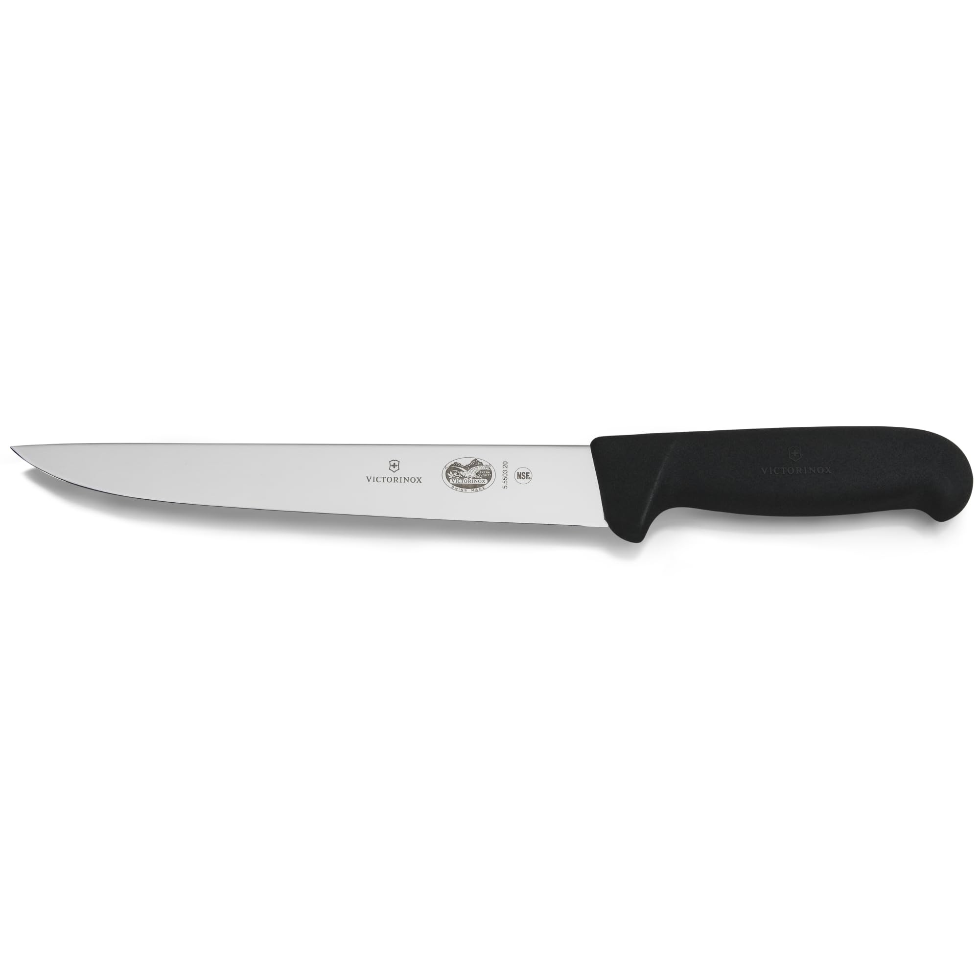 Victorinox Fibrox Schlacht-/Bankmesser, Zerlegemesser zum Zerteilen großer Fleischstücke, 20 cm, Gerade Klinge, Scharf, Rostfreier Stahl, Schwarz