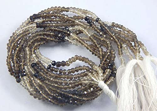 Quartz fumé perles de 3mm rondelle facettée en fil de pierre naturelle 13''