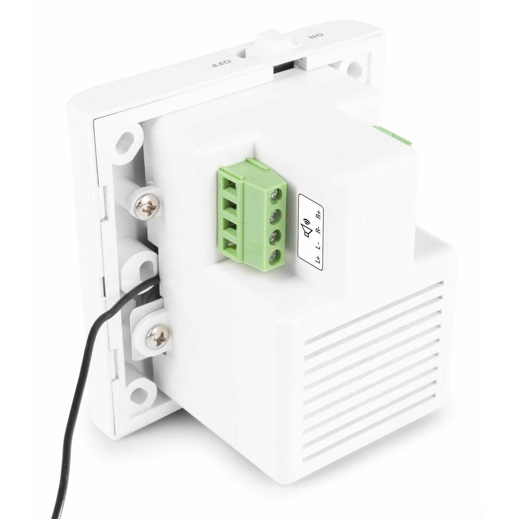 Power Dynamics BTW30 - Sistema de Audio de Pared, 2X 15 vatios, Blanco, fácil instalación, Sistema de Sonido Profesional, música Ambiental, sintonizador FM y Puerto USB, Amplificador de Clase D | Transmisión de sonido estable para música de ambiente y son