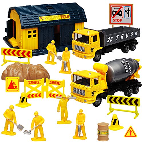 Motormax 20 TLG. Set: Metall Baustelle mit Fahrzeugen und Zubehör 1/43