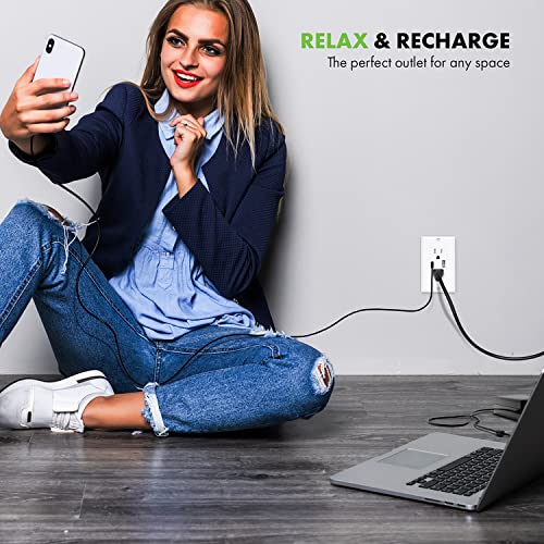 Topgreener Usb Outlet, Type C Usb Wall Charger Outlet, 15 Amp Tr Receptacle Plug, Charging Power Outlet With Usb Ports, Electrical Usb Socket, Ul Listed, Tu21536Ac-W-2Pcs, White, 2 Pack #TOP4