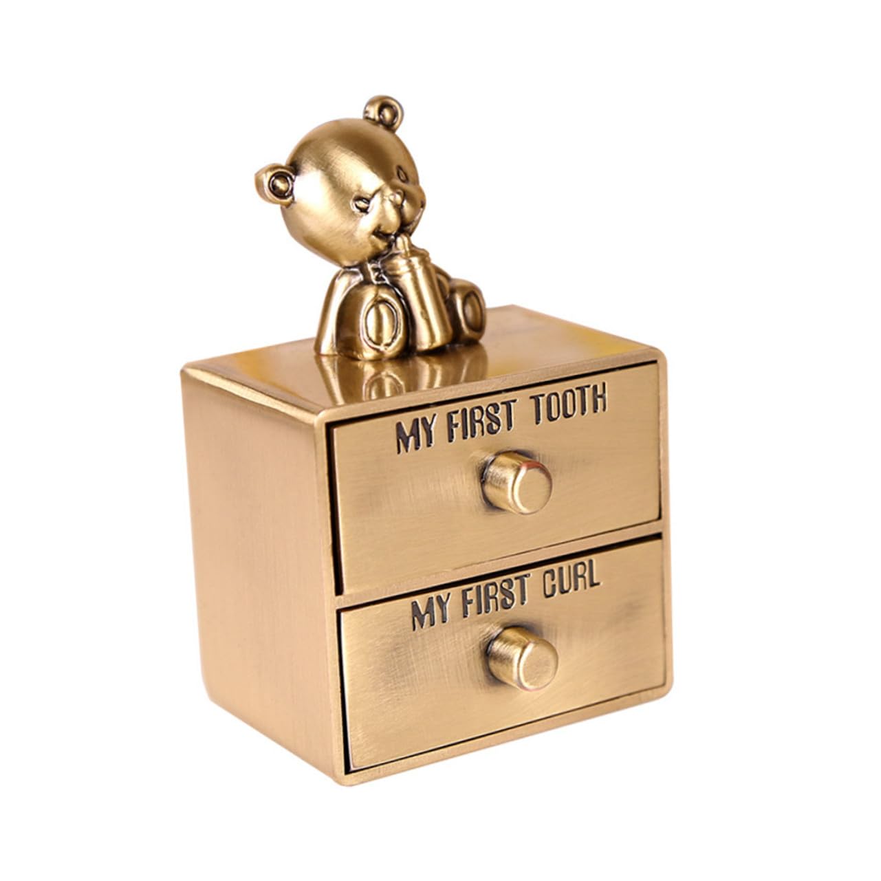 Goldene Zahnbox aus Zinklegierung mit Tiermotiv für Kinder