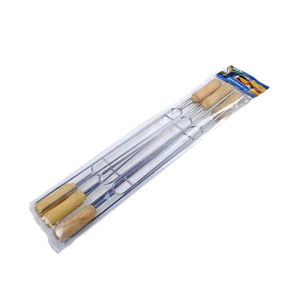 Barbecue all'aperto 6PCS Forchetta per tostatura Spiedini di kebab Forchetta per tostatura per spiedini lunghi Bastoncini di kebab Spiedi per barbecue Spiedi per griglia Spiedi per grigliate-55cm (3