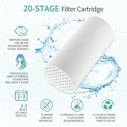 Image of SR SUN RISE Shower Head Filter-Filtered shower head Replacement Cartridges, Reduces Chlorine & Chemicals, pH Balanced Water for Soft Skin & Healthy Hair（2-Pack）