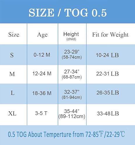 Miniatura 7 de Saco de dormir de muselina para niños pequeños de 0.5 TOG GRANDE, saco de dormir ligero y transpirable, manta de verano para 3 a 5 años, sacos de