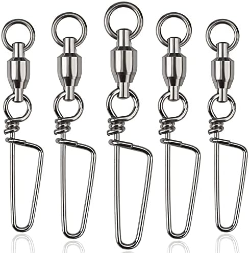 Jeeksoon Fishing Tackle - Ball Bearing Swivel with Coastlock Snap Stainless Steel, Black Nickel Coated, Corrosion Resistant Terminal Tackle for Lure Bait Hooks Leaders Size 2 Test 55Lbs