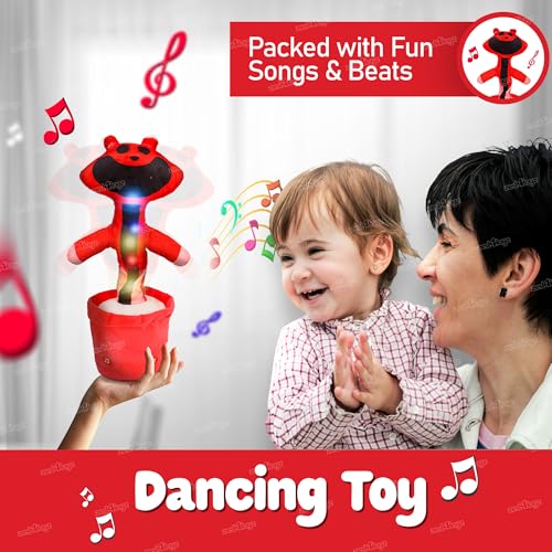 Image of Zest 4 Toyz Musical Talking Squid Cactus Dancing Music Game Toys Wriggle Singing & Repeats What You Say Funny Educational Sound Toys for Kids (Pack of 1) - Red
