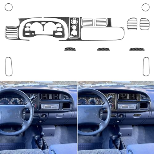 Generic Auto Complete Set of Stickers for Car Interiors Protection Decoration Decal Premium Sticker Real Quality Soft Carbon Fiber Interior Trim Accessories Compatible with Dodge Ram 1998-2002 Black