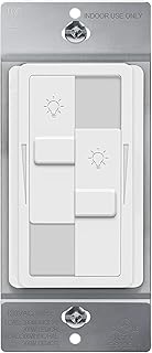 TOPGREENER Kalide Dual Load Dimmer Light Switch, Double LED Dimmer Switch, Full Range Dimming, Single Pole, 120VAC, 60Hz, 200W LED/CFL, Neutral Wire Not Required, TGDDS-W, White