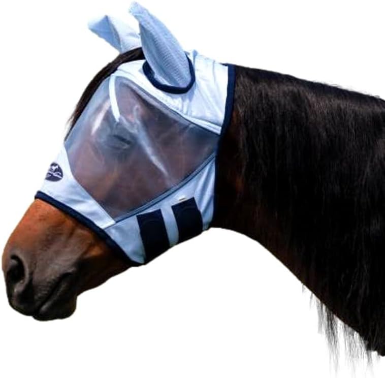 Professional's Choice Fly Screen Mask | UV Protective Lightweight mesh | Breathable and Soft Ear coverings | Forelock Hole for Added Security and Comfort | Cob Size