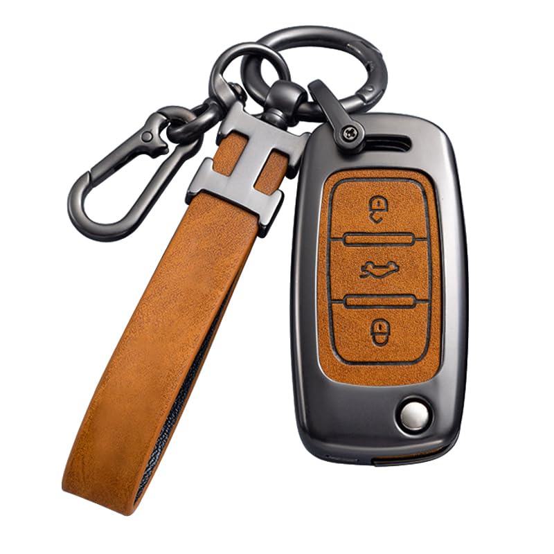Coque de clé de voiture avec lanière porte-clés en cuir pour VW Volkswagen en alliage de zinc pour Tiguan Passat Golf 4 5 6 Polo Beetle Jetta Touran Eos Scirocco