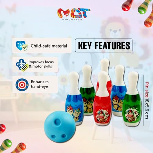 Image of Mini Bowling Game Set for Kids|Indoor Tabletop Bowling Toy for Boys & Girls|Lightweight Plastic Pins & Ball|Portable Family Fun Game|Skill-Building Playset | Ideal Gift | Made in India