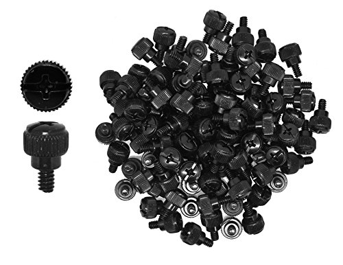Mudra Crafts Black Desktop PC Computer Building Case 6-32 Repair Mounting Thumb Screw Assortment Kit, 100 PCs